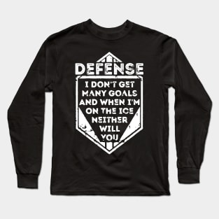 Kids Ice Hockey Funny Defense Long Sleeve T-Shirt